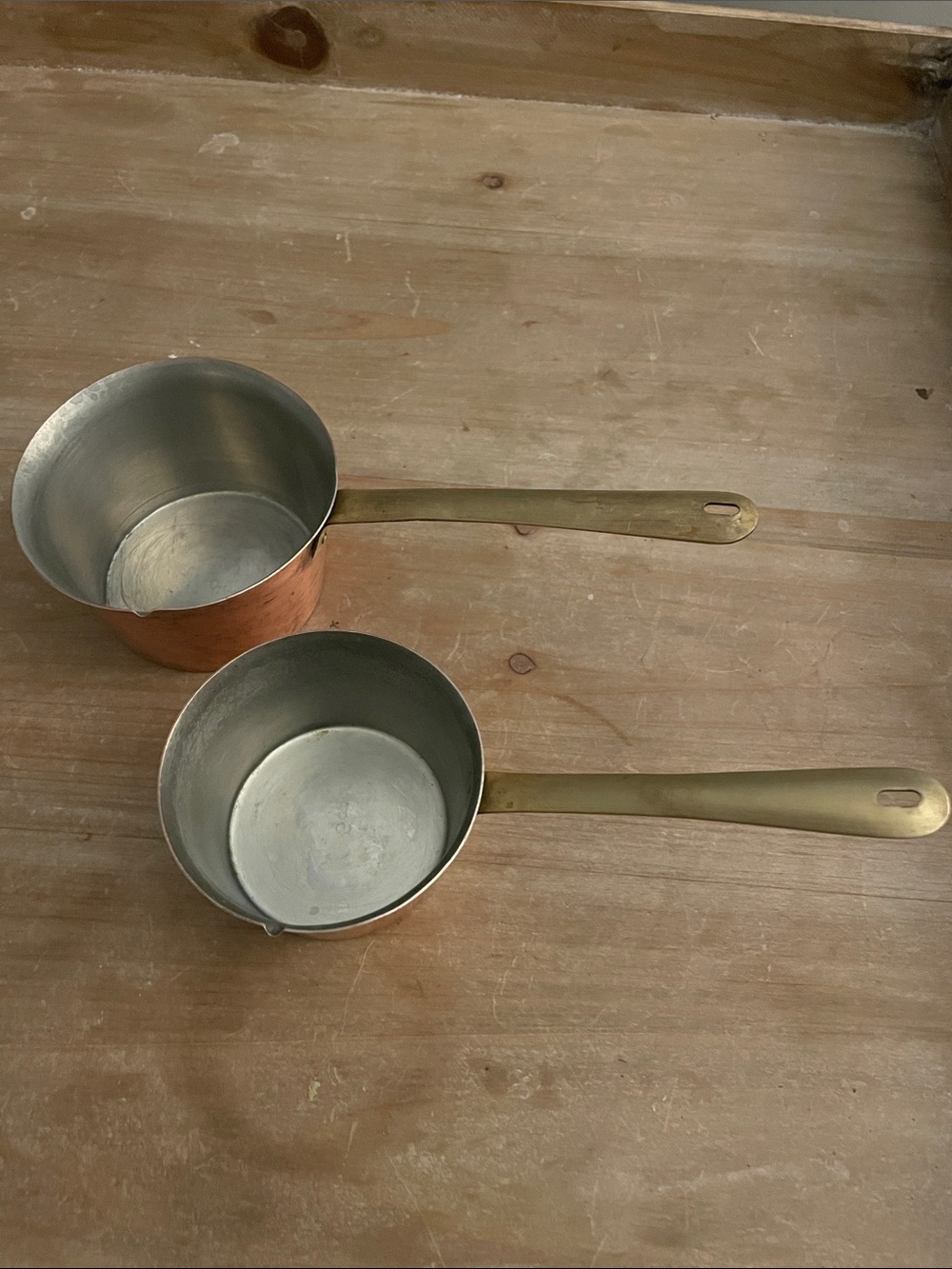 Copper  with Brass-Tone Handles - measuring cups Italy Copper Finish 8oz and 6os